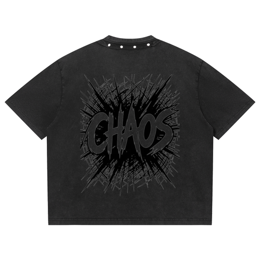 Gym Chaos Unisex Washed Boxy Studded T-Shirt