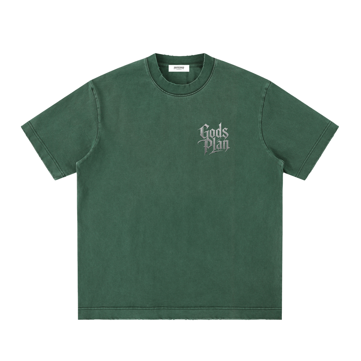 Heavyweight Vintage Washed Frayed T-Shirt God's Plan