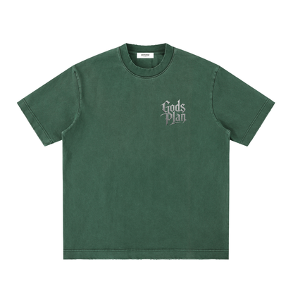 Heavyweight Vintage Washed Frayed T-Shirt God's Plan