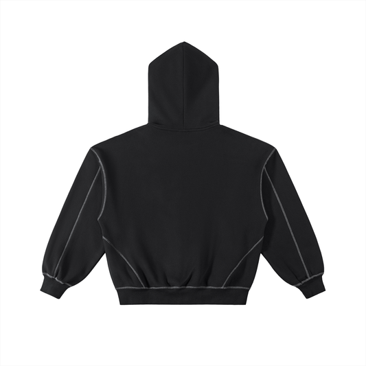 Essentials Fear of God Contrast-Stitched Boxy Fleece Zip Hoodie
