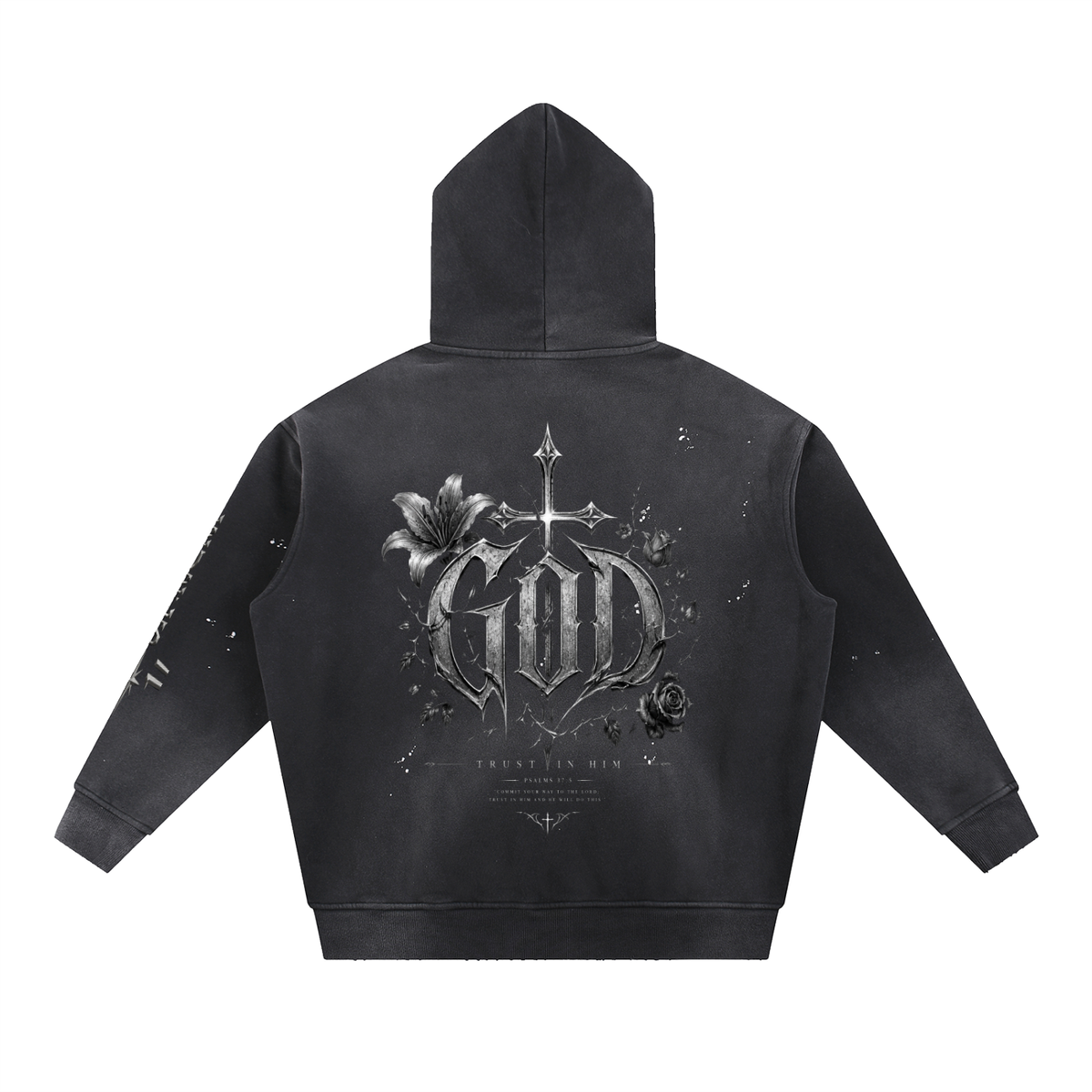 Vintage Washed Frayed Fleece Hoodie