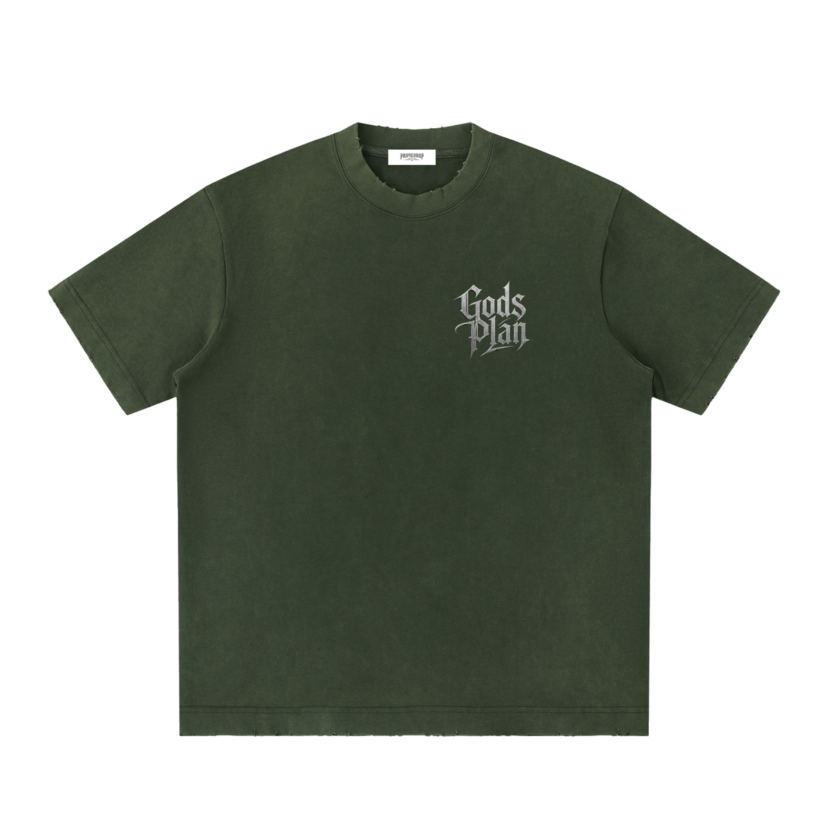 Heavyweight Vintage Washed Frayed T-Shirt God's Plan