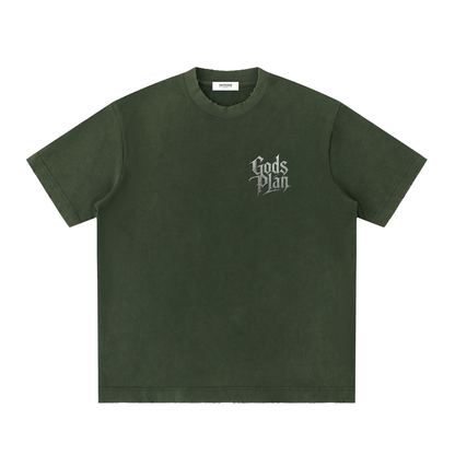 Heavyweight Vintage Washed Frayed T-Shirt God's Plan