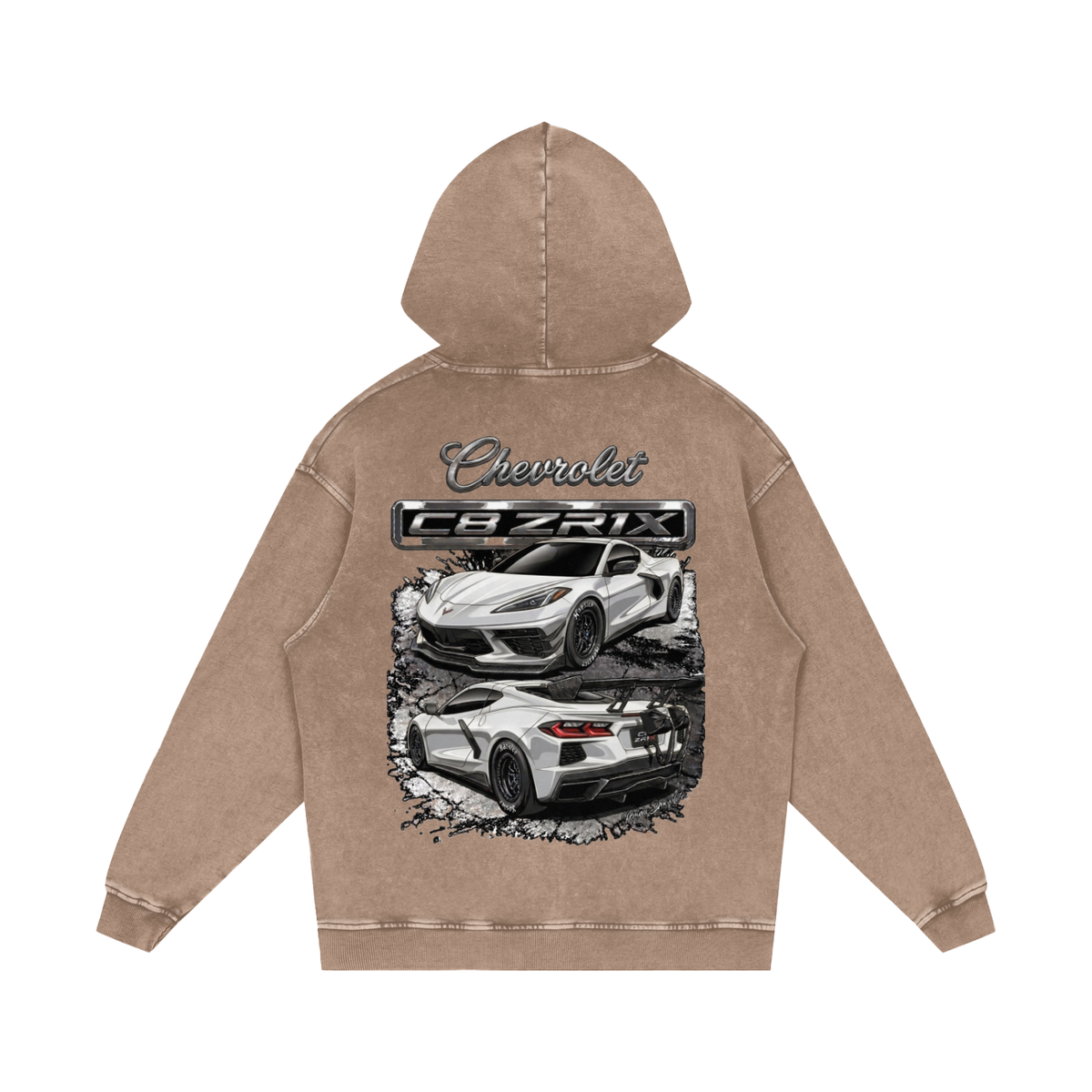 Corvette C8 ZR1X Snow Washed Loose Cotton Hoodie