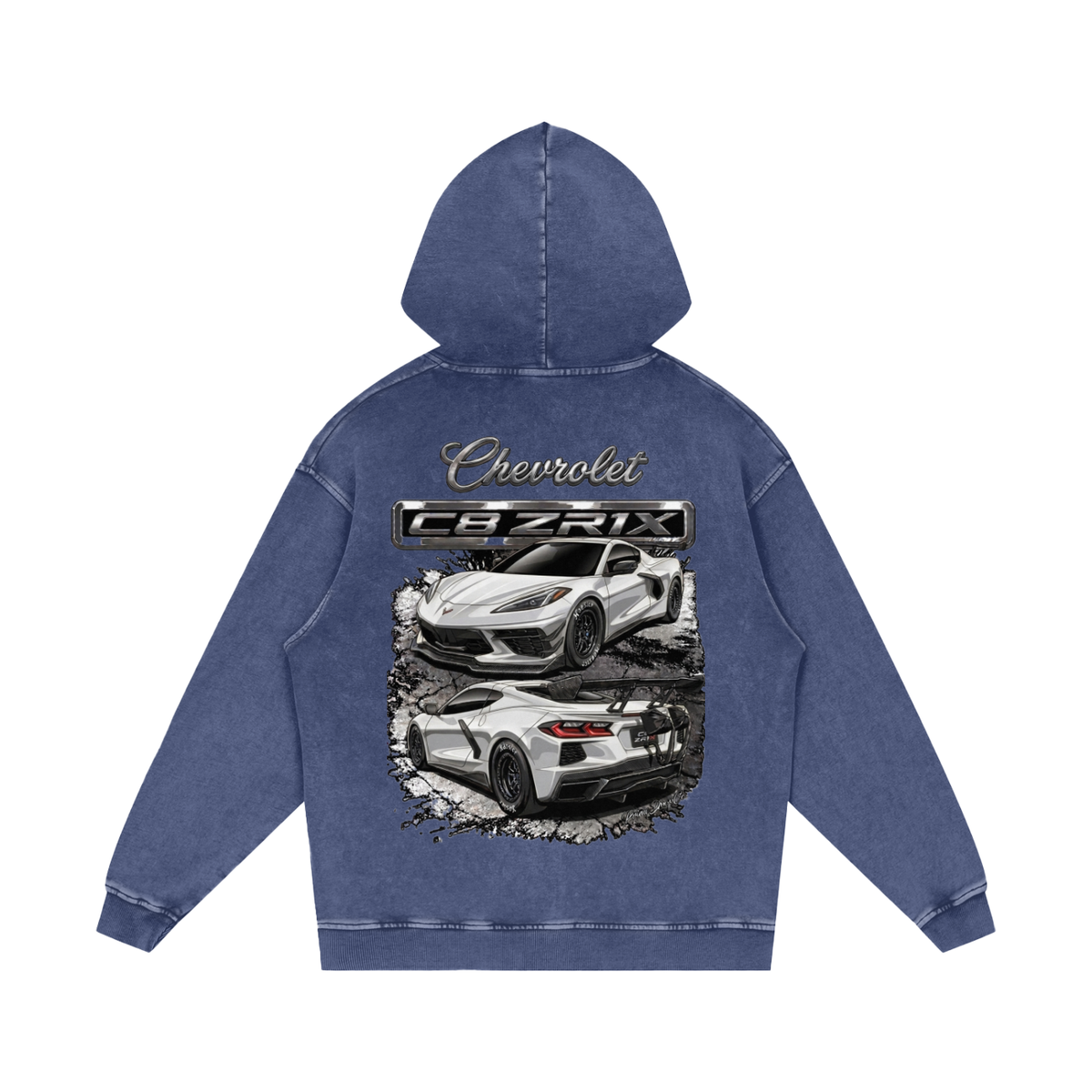 Corvette C8 ZR1X Snow Washed Loose Cotton Hoodie