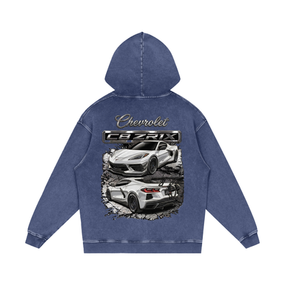 Corvette C8 ZR1X Snow Washed Loose Cotton Hoodie