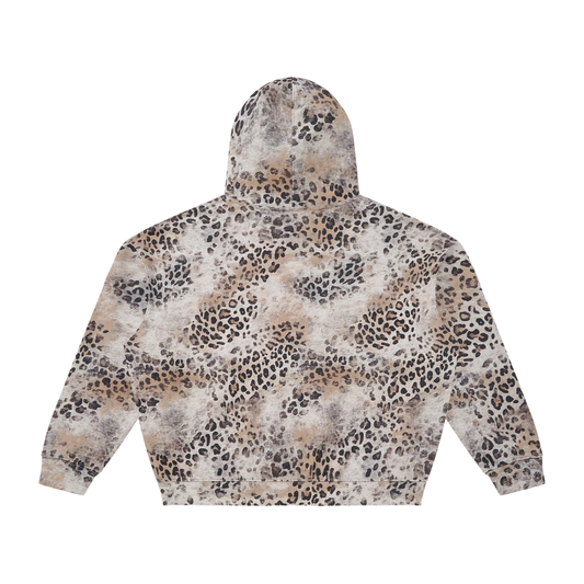 PrimeDrop Unisex Vintage Wash Leopard Full Zip Hoodie