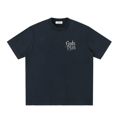 Heavyweight Vintage Washed Frayed T-Shirt God's Plan