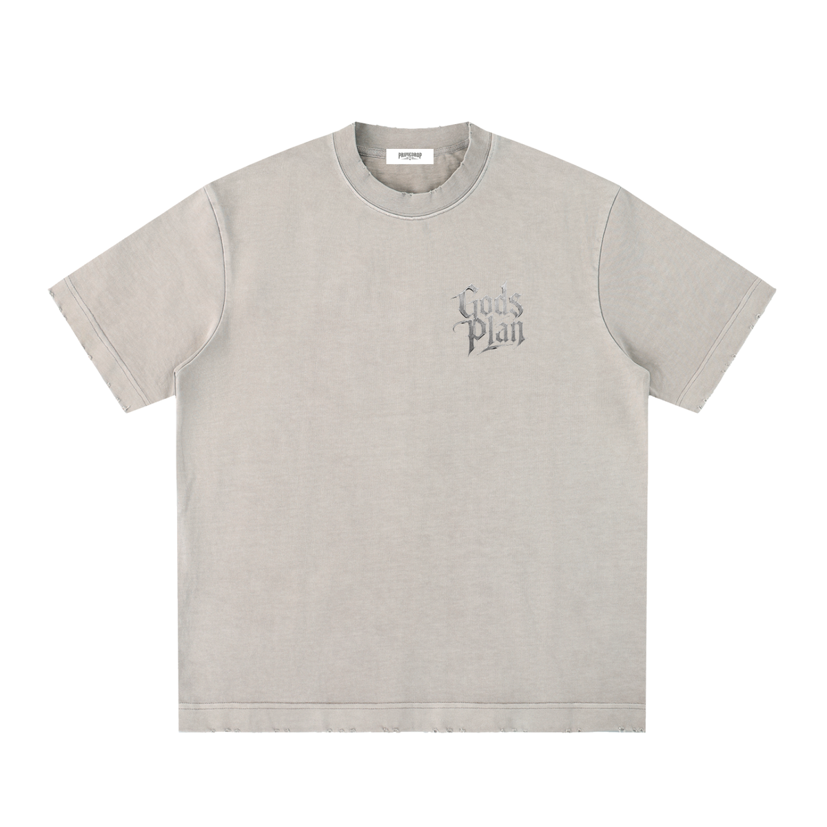 Heavyweight Vintage Washed Frayed T-Shirt God's Plan