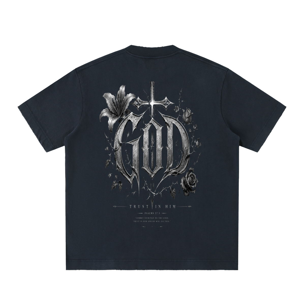 Heavyweight Vintage Washed Frayed T-Shirt God's Plan