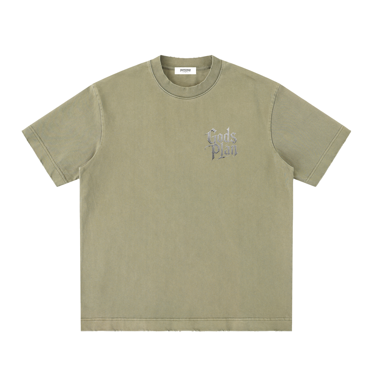 Heavyweight Vintage Washed Frayed T-Shirt God's Plan