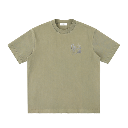 Heavyweight Vintage Washed Frayed T-Shirt God's Plan