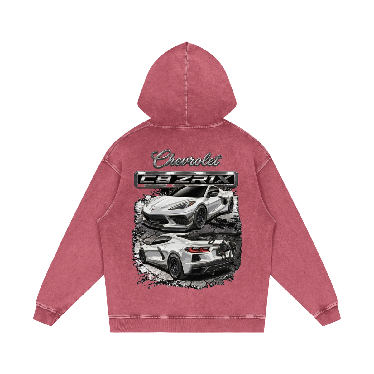 Corvette C8 ZR1X Snow Washed Loose Cotton Hoodie