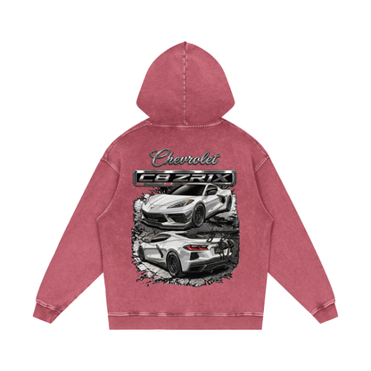 Corvette C8 ZR1X Snow Washed Loose Cotton Hoodie