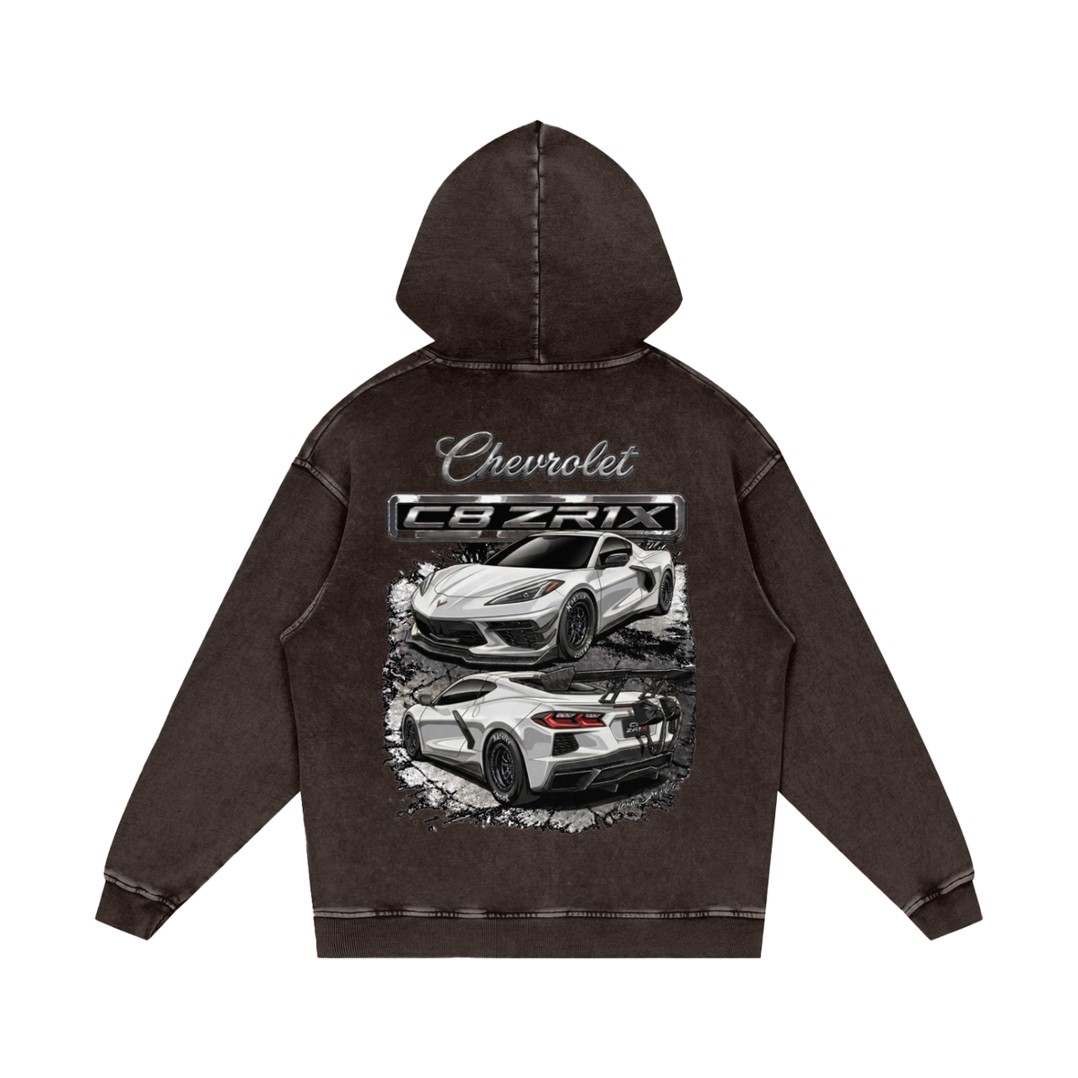 Corvette C8 ZR1X Snow Washed Loose Cotton Hoodie