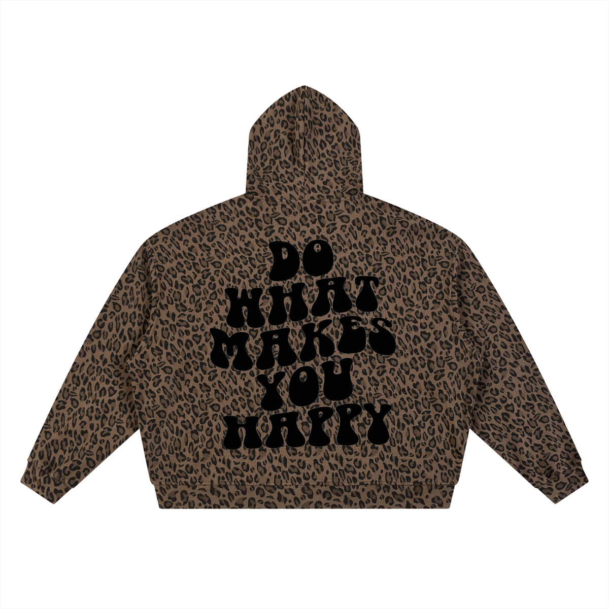 Unisex Leopard Print Waffle Full Zip Hoodie