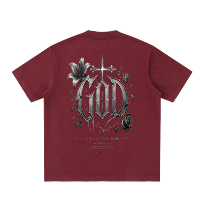 Heavyweight Vintage Washed Frayed T-Shirt God's Plan