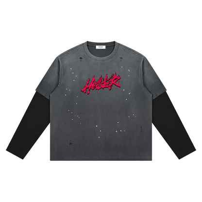 HellStar Unisex Vintage Wash Distressed Layer T-Shirt