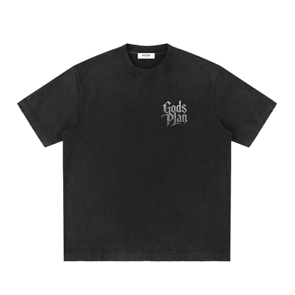Heavyweight Vintage Washed Frayed T-Shirt God's Plan