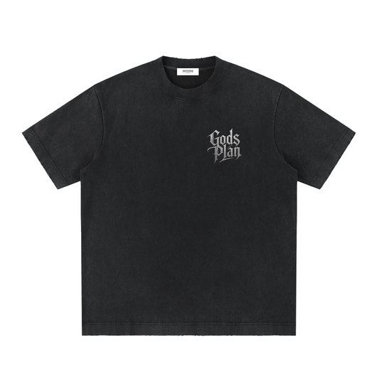 Heavyweight Vintage Washed Frayed T-Shirt God's Plan