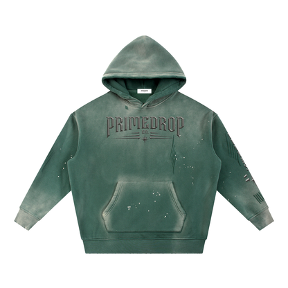 Vintage Washed Frayed Fleece Hoodie