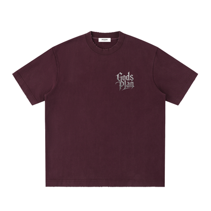 Heavyweight Vintage Washed Frayed T-Shirt God's Plan
