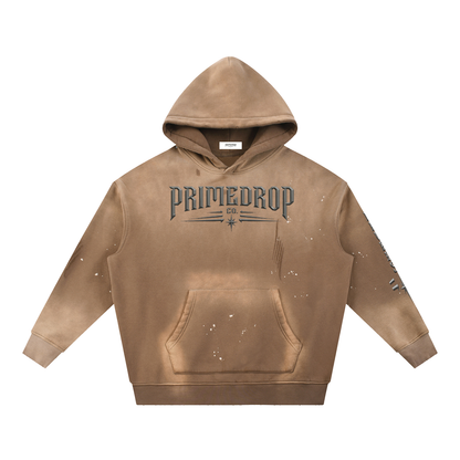 Vintage Washed Frayed Fleece Hoodie