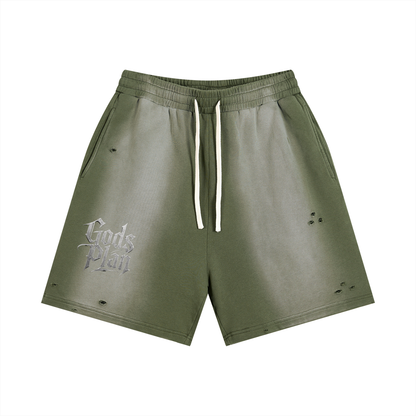 Sun Fade Distressed Shorts God's Plan