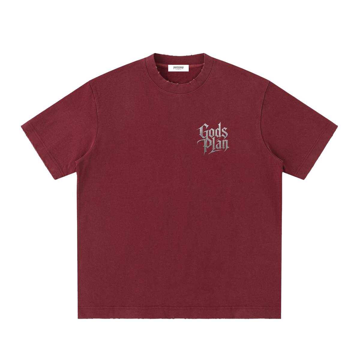 Heavyweight Vintage Washed Frayed T-Shirt God's Plan