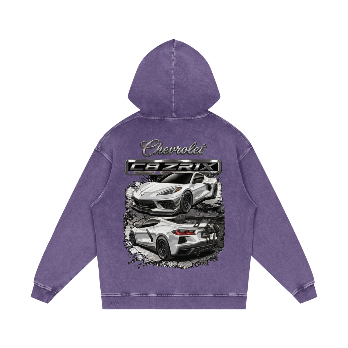 Corvette C8 ZR1X Snow Washed Loose Cotton Hoodie