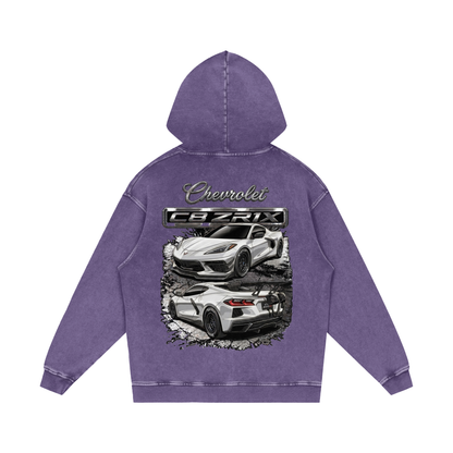 Corvette C8 ZR1X Snow Washed Loose Cotton Hoodie