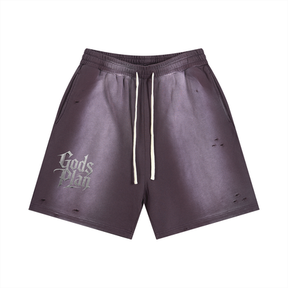 Sun Fade Distressed Shorts God's Plan