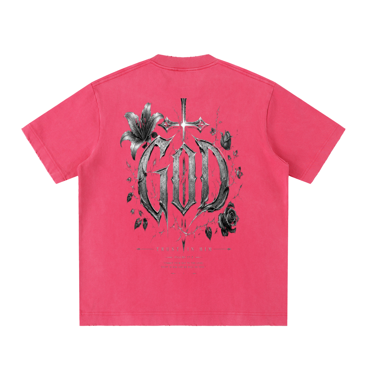Heavyweight Vintage Washed Frayed T-Shirt God's Plan