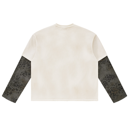 HellStar Unisex Vintage Wash Leopard Paneled Layer T-Shirt