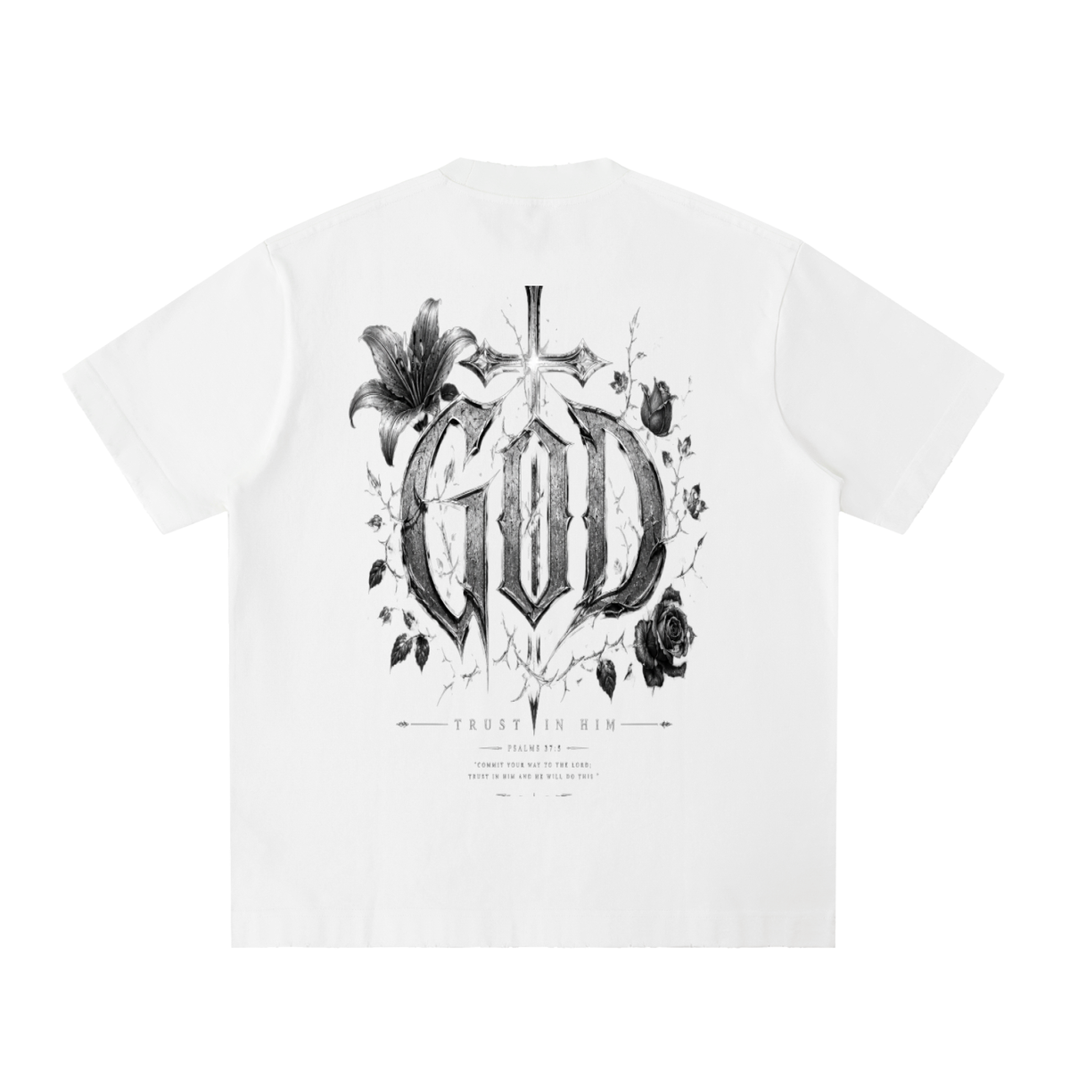 Heavyweight Vintage Washed Frayed T-Shirt God's Plan