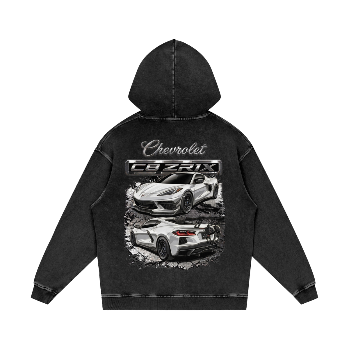 Corvette C8 ZR1X Snow Washed Loose Cotton Hoodie