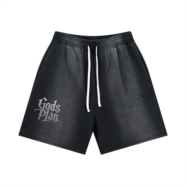 Sun Fade Distressed Shorts God's Plan