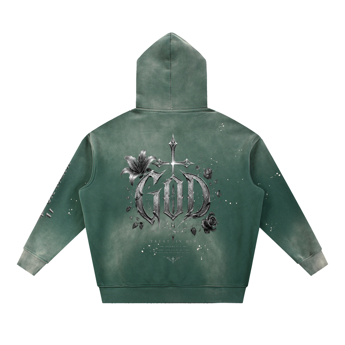 Vintage Washed Frayed Fleece Hoodie