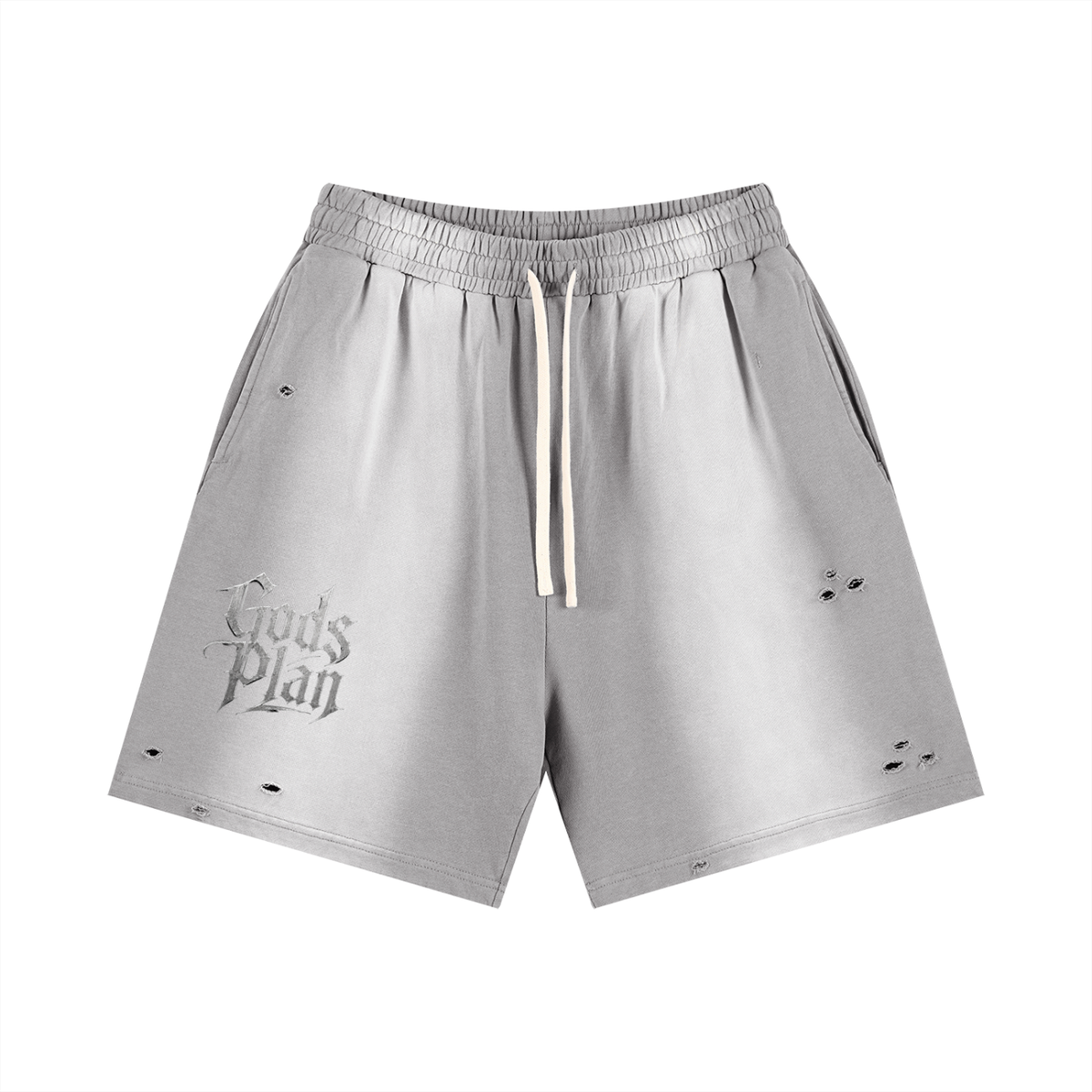Sun Fade Distressed Shorts God's Plan