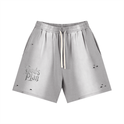 Sun Fade Distressed Shorts God's Plan
