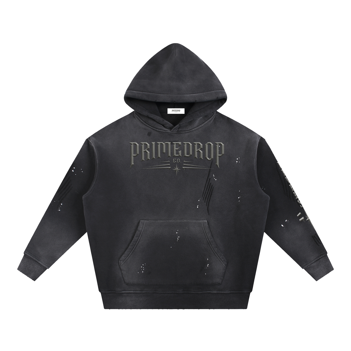 Vintage Washed Frayed Fleece Hoodie