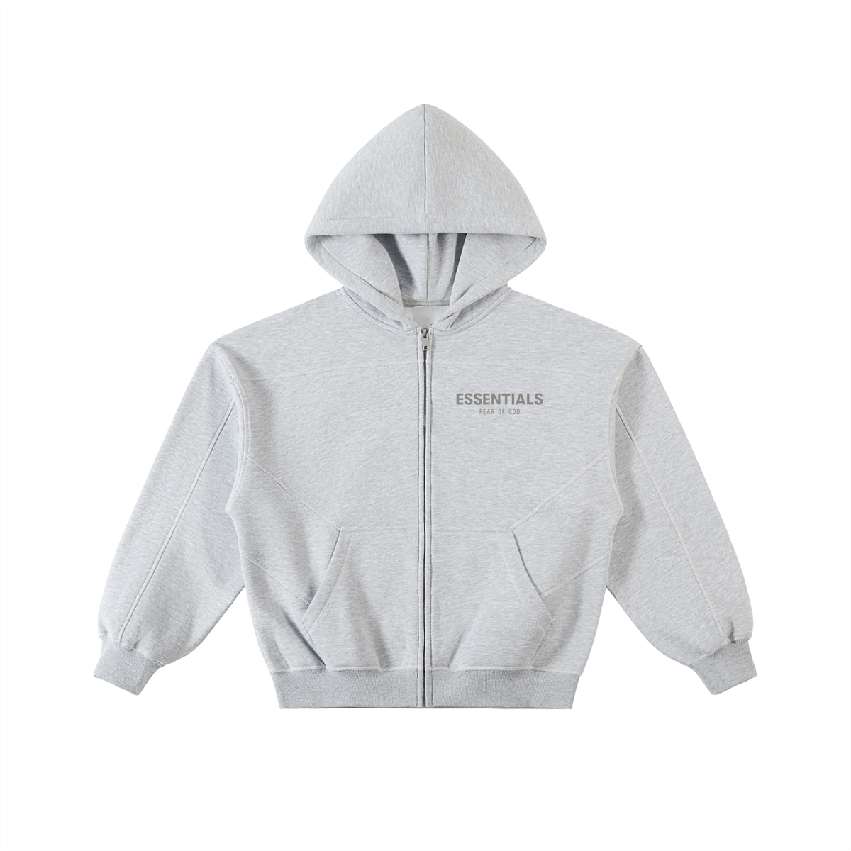 Essentials Fear of God Contrast-Stitched Boxy Fleece Zip Hoodie
