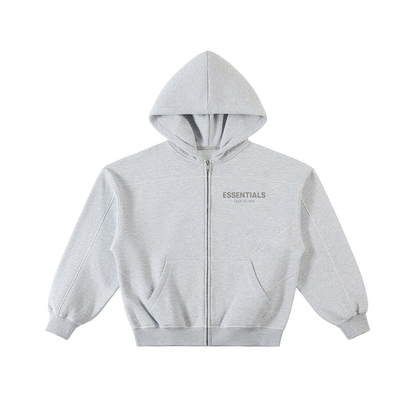 Essentials Fear of God Contrast-Stitched Boxy Fleece Zip Hoodie