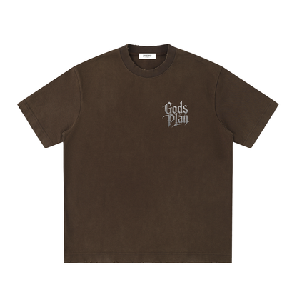 Heavyweight Vintage Washed Frayed T-Shirt God's Plan
