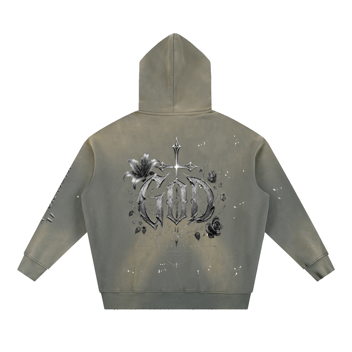 Vintage Washed Frayed Fleece Hoodie