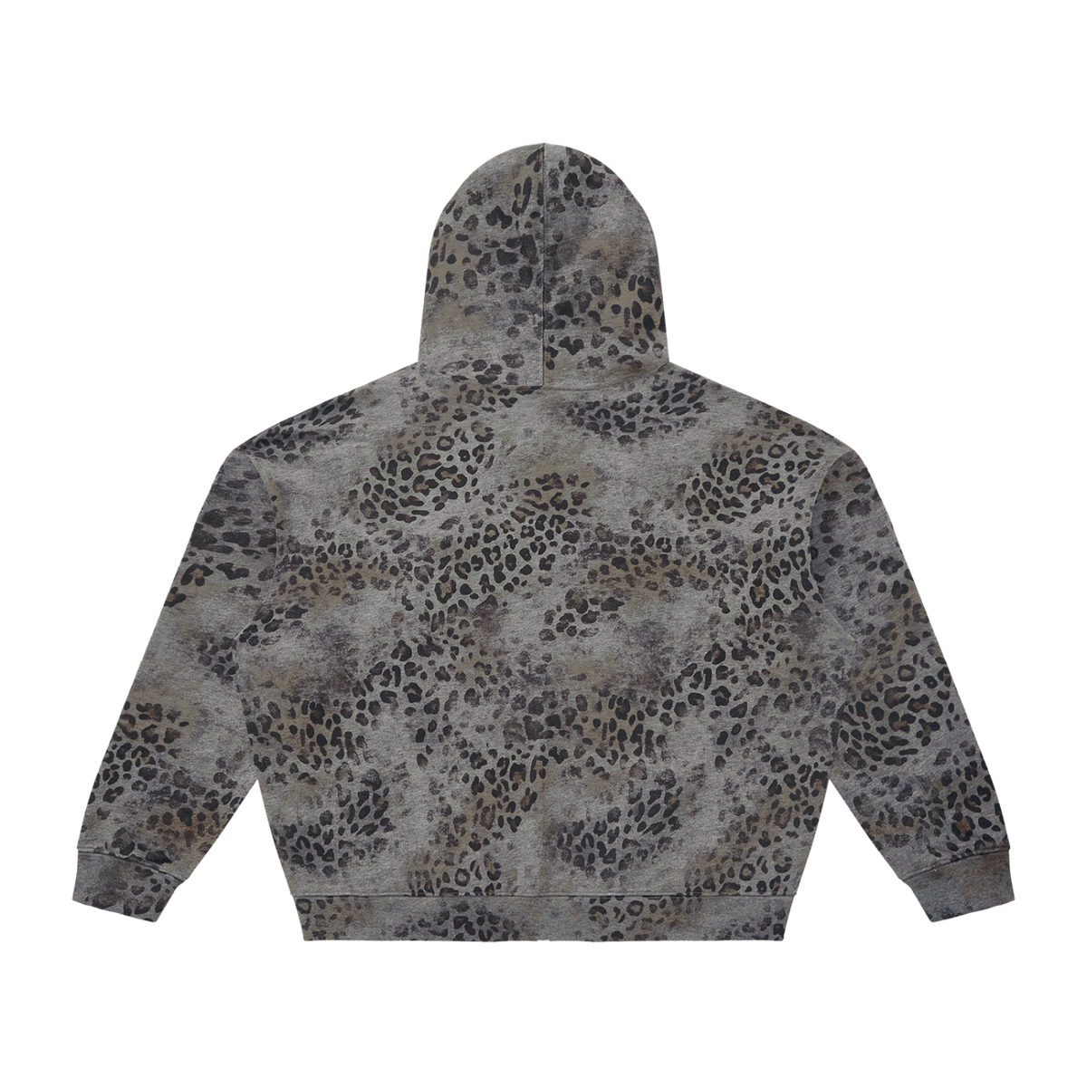 PrimeDrop Unisex Vintage Wash Leopard Full Zip Hoodie