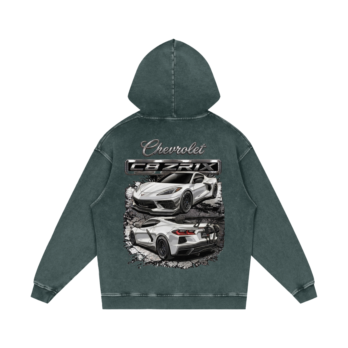 Corvette C8 ZR1X Snow Washed Loose Cotton Hoodie