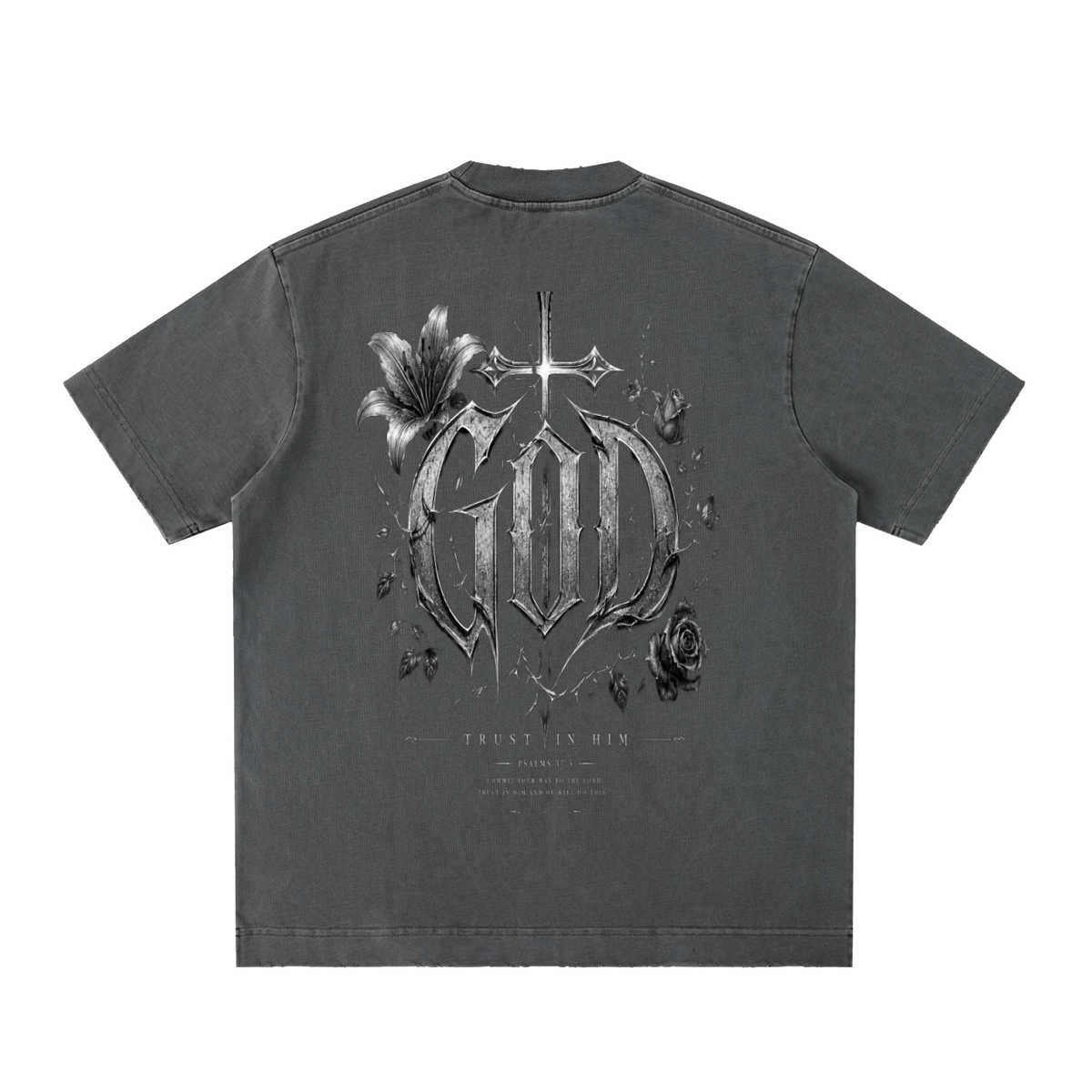 Heavyweight Vintage Washed Frayed T-Shirt God's Plan